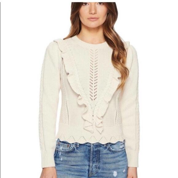 Rebecca Taylor Ruffled Cable Pullover Sweater Size Large - Picture 1 of 3